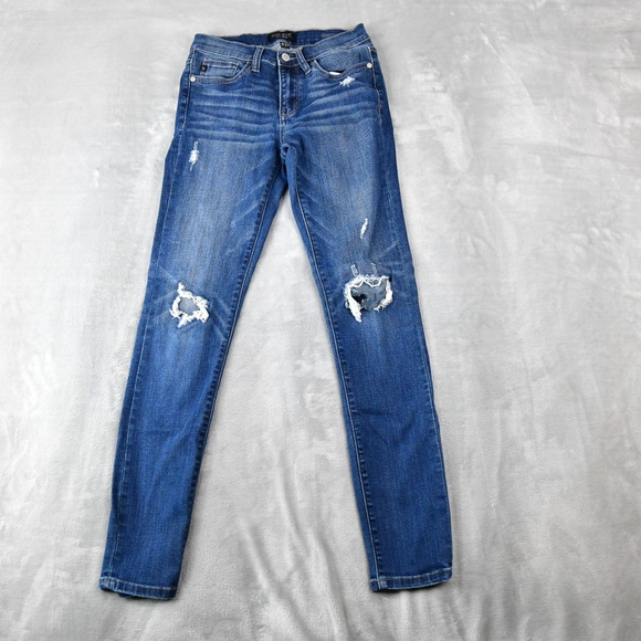 Judy Blue Jeans Womens 5/27 (24x29) Skinny Blue Denim Distressed JB8263DK - Picture 1 of 10